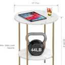 Side Table, Round End Table with 2 Storage Shelves, Compact Living Room Accent Table, Space-Saving Small Bedside Table, 18x18x22in, Marble White, Large