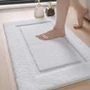 DEXI Bathroom Rugs 24x16, Washable Non Slip Bath Mat for Shower Floor, Absorbent Quick Dry Bathmat with Rubber Backing, Ultra Soft Plush Carpet for Tub, White