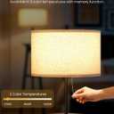 3 Tier Shelf Floor Lamps, Wood Tripod Floor Lamp, Large Linen Lampshade, 3 Color Temperature LED Bulb Included, Modern Shelf Floor Lamp for Living Room Bedroom Beige and Black BE25LD05