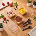 LemonRoad 100 Set Baking Pans with Lids and Spoons 6 oz Dessert Cups Pack Square Cupcake Cups Kraft Paper Loaf Pan Disposable Food Containers Bowls for Cake Ice Cream Yogurt Party Food