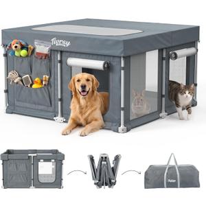Foldable Large Dog Playpen 47.2"x47.2"x26.3" Indoor Outdoor Use