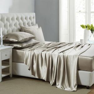 Lanest Housing Silk Satin Sheets, 6-Pieces King Size Satin Bed Sheet Set with Deep Pockets, Cooling and Soft Sheets King - Taupe