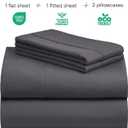 LuxClub 4 PC King Size Sheet Set Sheets Deep Pockets 18" Wrinkle Free Cooling Sheets Machine Washable Hotel Bedding Silky Soft - Dark Grey King