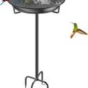 Metal Bird Bath for Outside Garden Birdbath Bowl, 36.2" Height Freestanding Bird Feeders for Outdoors with 4 Prongs Base Stake, Standing Birdfeeders for Yard Lawn Decor (Black)