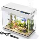 Vehipa Aquarium, 2.4 Gallon Betta Fish Tank with Heater, Humidifier 3 in 1 Pump - Filteration & Oxygenation & Circulation, Temperature Display, HD Glass, Timed 7-Color Lights (Pure White)