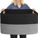Extra Large Storage Baskets, 22" x 17" x 12" Black Baskets for Organizing, Rectangle Woven Basket for Blankets, Toys, Towels, Laundry, Decorative Wicker Storage Basket, Basket for Decor