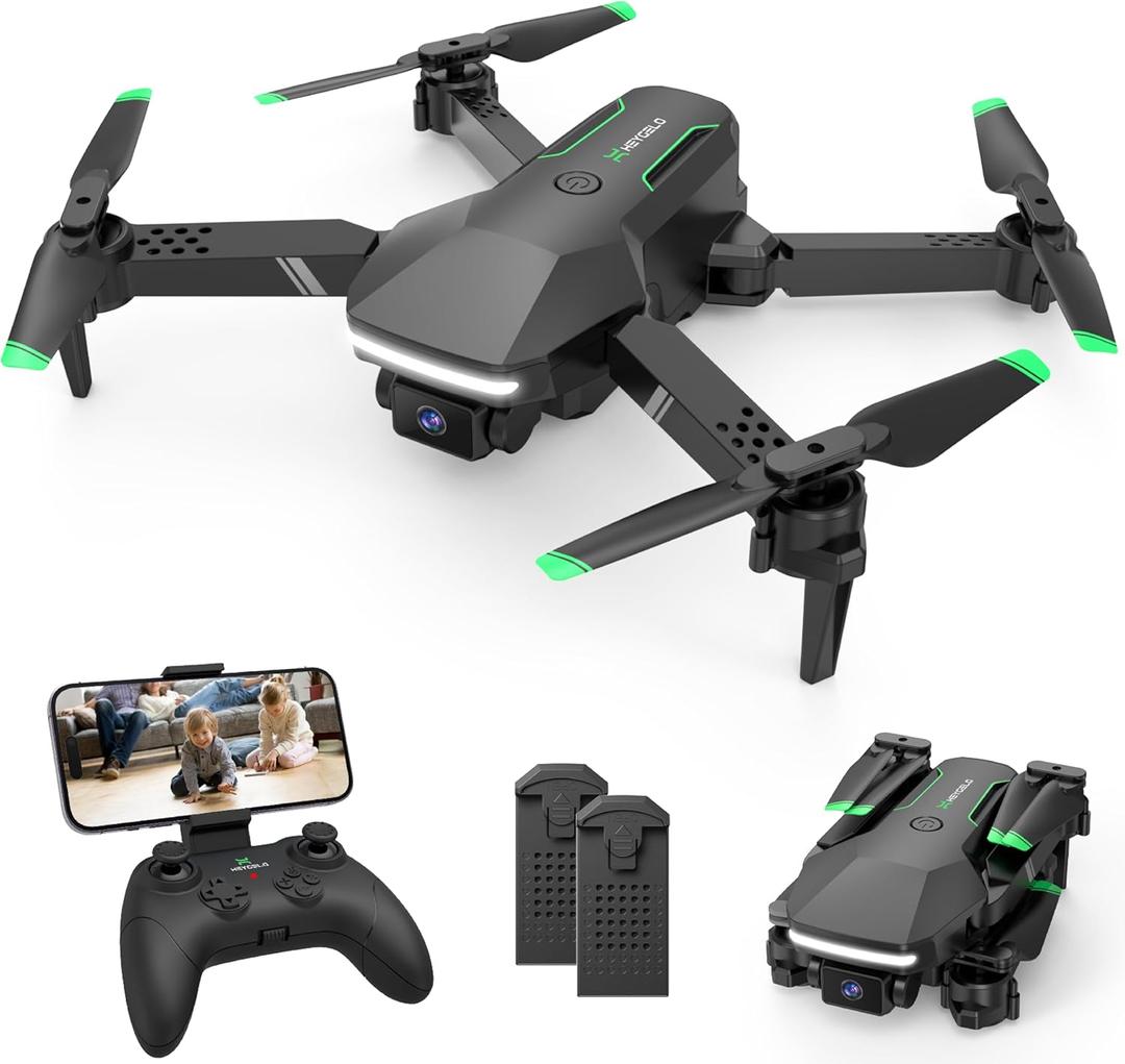 Drone with Camera for Kids - RC Helicopter Boy Gifts Toys, Mini FPV Drones with 1080P HD Camera, Foldable Remote Control Quadcopter with One Key Start, Stable Hover, Gesture Selfie, 2 Batteries, Black