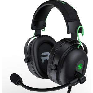 Black Shark Gaming Headset with Noise Canceling Cardioid Mic, Over-Ear Headphones for PC, PS4, PS5, Xbox, Switch, 50mm Dynamic Drivers & LED Light (T6)