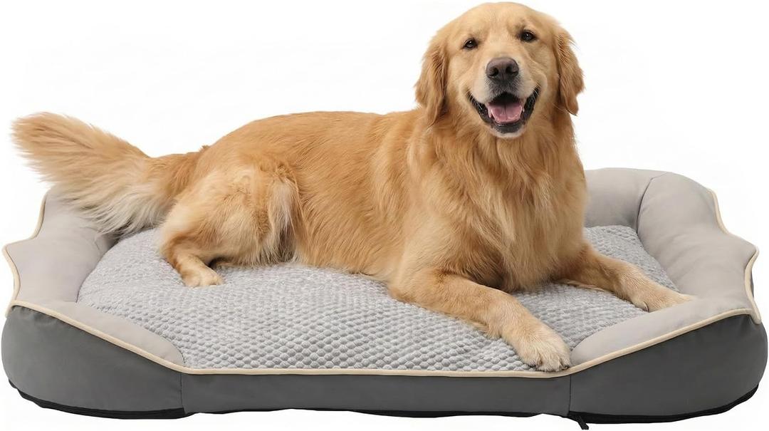 Orthopedic Crate Dog Bed - Waterproof PU Dual-Surface Pet Bed, Comfort Dogs Couch Sofa with Washable Removable Cover, Large Size for Dogs & Crate Use,47.2''