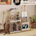 Record Player Stand, Turntable Stand with 3-Tier Vinyl Storage, Vinyl Record Stand Storage up to 200+ Albums,Vinyl Display Holder Shelf for Living Room,Bedroom(Glod White)