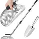GADFISH Sand Scoop for Metal Detecting, Metal Detector Scoop, Stainless Steel Sand Sifter Shovel, Fast Sifter Shovel for Underwater Treasure Hunting (Stainless Steel)