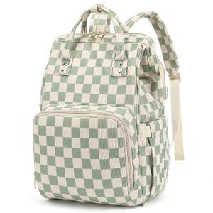 Baby Diaper Bag Backpack for Mom, Large Capacity Travel Nappy Bag for Boys & Girls with Stroller Straps (Corduroy Checkered Green)