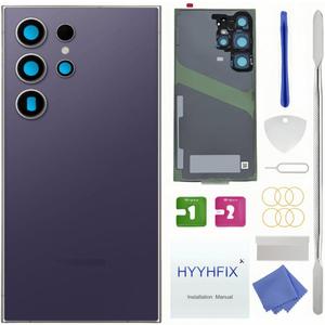 Galaxy S24 Ultra Back Glass Replacement for Samsung Galaxy S24 Ultra Rear Back Cover Glass Waterproof and Camera Lens+Professional Repair Tool Kit (Titanium Violet)