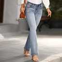 Bootcut Jeans for Women Mid Waisted Wide Leg Denim Pants Casual Curvy Stretch Flare Jeans Trendy (Small, Light Blue)