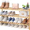 viewcare 3-Tier Long Shoe Rack, Bamboo Wood Shoe Rack for Closet, Entryway & Hallway, Stackable | Beautiful | Functional | Sturdy