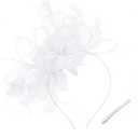 Women's Fascinators Feathers Mesh Ribbons Tea Party Hats with Headband and Clip Fascinator Hat (White)