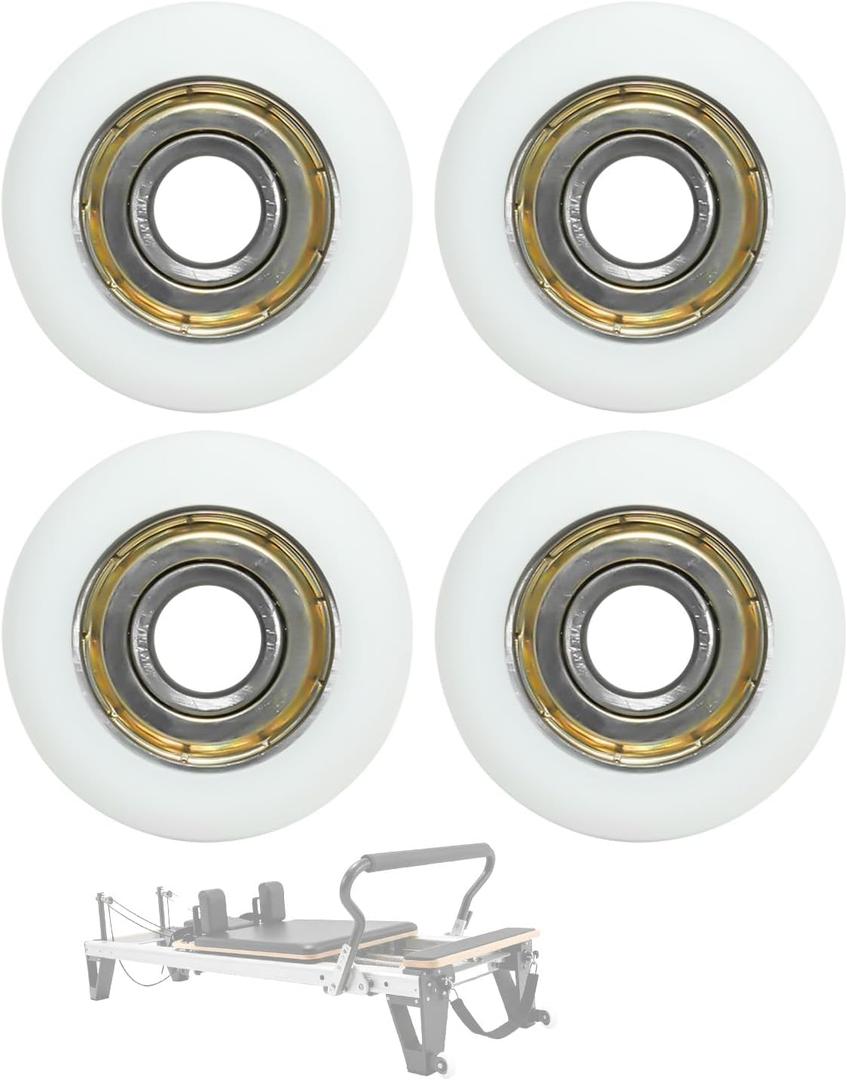 Replacement Roller Wheels Compatible with Aero Pilates Reformer Machine, Pilates Reformer Replacement Parts, White, 4 Pcs