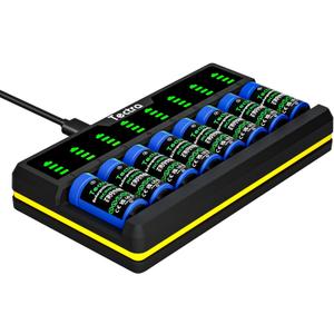 Tectra Smart 8 Bays LED Rapid Charger for Rechargeable Li-ion 123A, RCR123A, 16340, 17335 and Arlo VMC3030 VMK3200 VMS3330 3430 3530 Batteries (Not Included)
