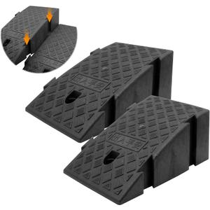 YYDS Curb Ramp, 6" 7" Rise Height 2 Pack,Heavy Duty Plastic Ramps,Interlock Curb Ramps for Driveway,Threshold Ramp for Sidewalk,Driveway,Car, Scooter, Bike, Motorcycle (6 inch high)