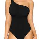 MANGOPOP Women's One Shoulder Tank Top Bodysuit Sexy Sleeveless Long Sleeve Backless Body Suits Off Shoulder Going Out Tops S