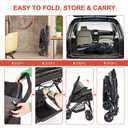 Lightweight Dog Stroller with Reversible Handle for Medium Small Dogs and Cats, Foldable Pet Stroller Travel Carriage with Large Storage Basket, 4 Wheels, Black