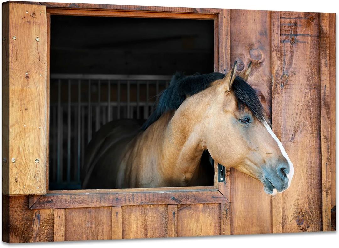 YIOZHAOFH Horse Wall Art Gift for Horse Lovers Animal Photo Cute Little Pony Canvas Art Decor Sunflower Office Pictures Posters Ready to Hang(16" L x 24" W)