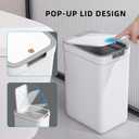 MOPALL 2 Pack Bathroom Trash Can with Lid, 3.6Gal + 2.5Gal Small Garbage Can Set with Pop-Up Lid, Slim Trash Bin Waste Basket for Toilet, Office, Bedroom, Living Room (White)