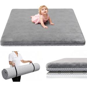 Baby Play Mat 50 x 50, Thick Baby Play Mat for Floor, Ultra Soft Playpen Mat, Machine Washable Tummy Time Foam, Non-Slip Bottom Helps Cushion, for Kids, Infant and Toddler Crawling