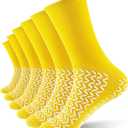 Taiyin Double Sided Tread Non Slip Socks Safety Soft Grippy Sock Slip Stopping Safety Fall Prevention for Women Men Bariatric, Pack of 6, XL 