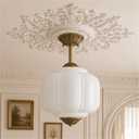 AUTELO 1-Light Milk Glass Semi Flush Mount Ceiling Light Fixture, 9.8 Inch