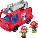 Fisher-Price Little People Toddler Toy Fire Truck Musical Push-Along Vehicle with 2 Figures for Pretend Play Ages 1+ Years