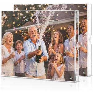 HOUSE DAY Acrylic Picture Frames 8x10, Lightweight Magnetic 8x10 Picture Frame for Wall and FreeStanding Desktop Display Clear 8 x 10 Photo Frame with Microfiber Cloth Nails 8x 10 Photo Frame for Gift (2 Pack)