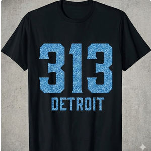 Distressed Vintage 313 Detroit Area Code City TShirt, Size 4X