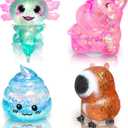 4 Pack Sugar Squishy Stress Ball Fidget Toys, Cute Elephant Capybara Axolotl Poop Squishy Toys Super Soft Sugar Balls Animals Squishies for Anxiety Relief Birthday Classroom Prizes