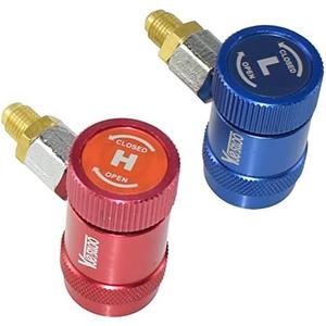 Yuesstloo R1234yf Quick Coupler, High & Low Pressure Couplers 2 Pack Set for Air Conditioning Evacuation Recharging, Adjustable R1234yf Quick Connect Adapters and AC Hose Fitting Connectors