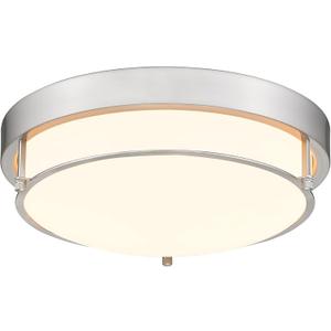 Close to Ceiling Light Fixtures, Bushed Nickel Farmhouse Ceiling Light with 2 Light for Laundry Kitchen Bedroom Bathroom, 4822-BN