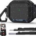 for AirPods Pro 3 Case IPX8 Waterproof with Safety Lock & Phone Stand, Rugged Tough Hard Shell Case for AirPods Pro 3rd Genertation 2025 Cover with Cleaner & Keychain, Poweful Drop Protection (Black)