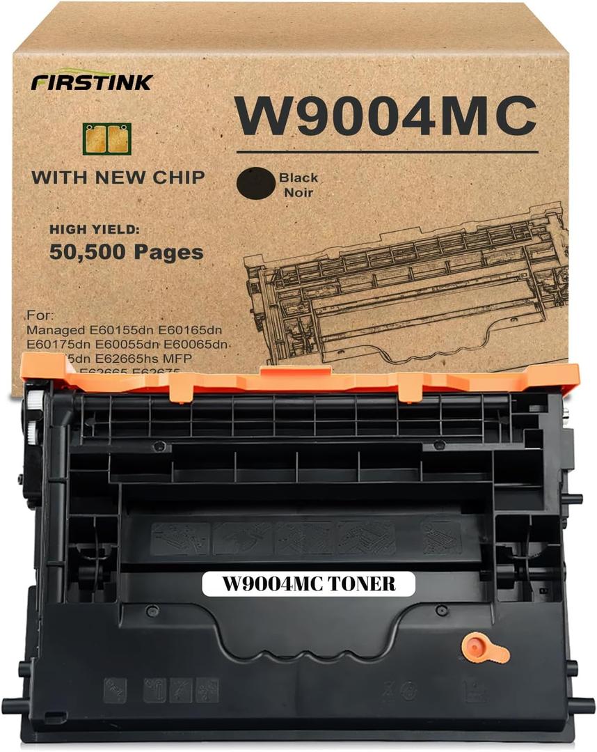 Extra High Yield W9004 W9004MC Toner Cartridge Black [ with New Chip] Replacement for LJ Managed E62655dn E62665hs E62665h E62665h E62675z E60155dn E60165dn E60175dn Printer