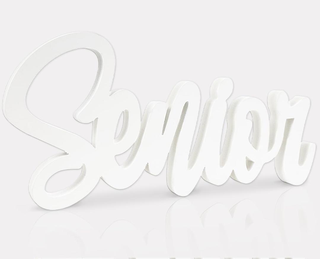 Senior 2025 Sign Plastic White Graduation Photo Props Graduation Decorations Class of 2025 Table Centerpiece Senior 2025 Sign for 2025 Grad Party Decorations Supplies