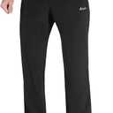 clothin Men's Lightweight Elastic Waist Pants Drawstring Athletic Sweatpants with Zipper Pockets for Hiking Casual Travel (31W x 30L, Black)