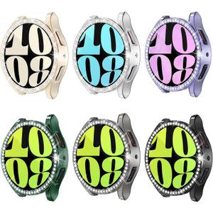 6-Pack Bling Watch Screen Protector for Samsung Galaxy Watch6 40MM, Glitter Case TPU Soft Cover Full Protection with Crystal Rhinestone for Galaxy Smart Watch6 40mm(SM-R930)