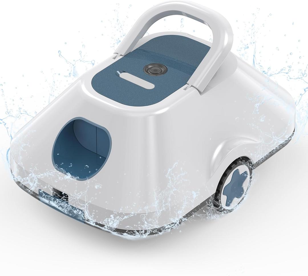 C2 Cordless Robotic Pool Cleaner,Automatic Pool Cleaner with Dual Motor,210-Min Runtime,Pool Vacuum for Above Ground Pool Up to 2200 Sq.Ft,2.7L Large Filter Basket,Auto-Parking,Blue
