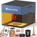 SCULPFUN iCube Pro Laser Engraver, 5000mW Desktop Laser Cutter with Smoke Filtration System, Laser Class 4, 125125mm Engraving Area, No Assembly Required, 0.01mm Carving Precision
