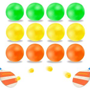 Pandahero Beach Paddle Ball Replacement Set - 12 Colorful High Visibility Waterproof Balls, Suitable for Smash Ball, Pro Kadima, and All Kinds of Outdoor Beach Paddle Games