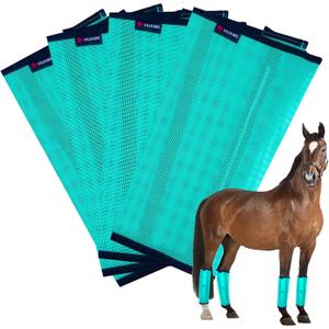 Horse Fly Boots, Breathable Mesh Protection Set of 4, Comfortable Pony Leggings, Breathable Mesh Design, Equines Supplies for Reduce Stomping, Hoof Damage & Leg Fatigue (Green, Large)