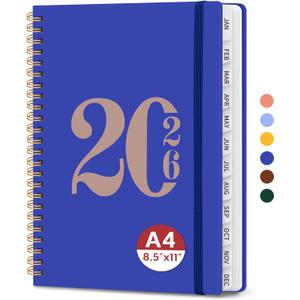2026 Planner, Weekly and Monthly Calendar Planner for Women, Jan 2026 - Dec 2026, Hardcover Planning Agenda book with Tabs, Spiral Bound, Inner Pocket, Perfect for School Office Supplies, 6.3" x 8.5" - Royal Blue