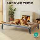 Elevated Dog Bed Raised Outdoor Dog Cot for Large Dogs, Installation Requires No Tools, Frame with Washable Cooling Breathable Mesh Anti-Slip Feet, Indoor Pet Bed, Grey, 43.3 Inches