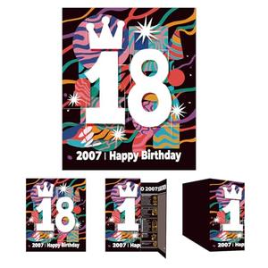 Pack Of 3 Gcardist 2025 18th Birthday Greeting Card, Jumbo 18 Years Old Birthday Gift Card,Memory Back In 2007（Envelope）