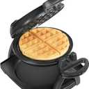 Proctor Silex Belgian Waffle Maker with Nonstick Plates, Single Flip, Cool-Touch Handle and Removable Drip Tray for Easy Cleanup Black (26090PS)