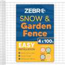 ZEBRO 4' x 100' White Plastic Garden Fence Roll  Standard Duty Safety Netting for Snow, Poultry, Deer, Dogs  Reusable Outdoor Barrier for Yard, Landscaping, Animal Protection